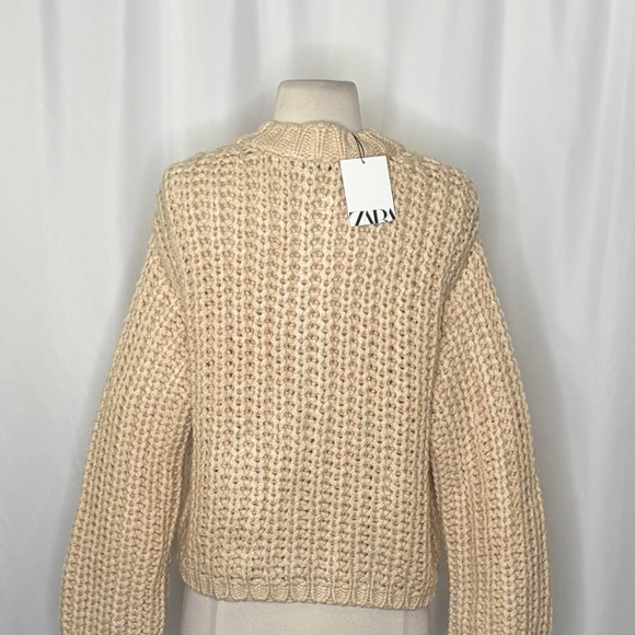 NWT!! ZARA Chunky Knit Cardigan Sweater Solid Ivory Blogger Favorite Small - Picture 11 of 16